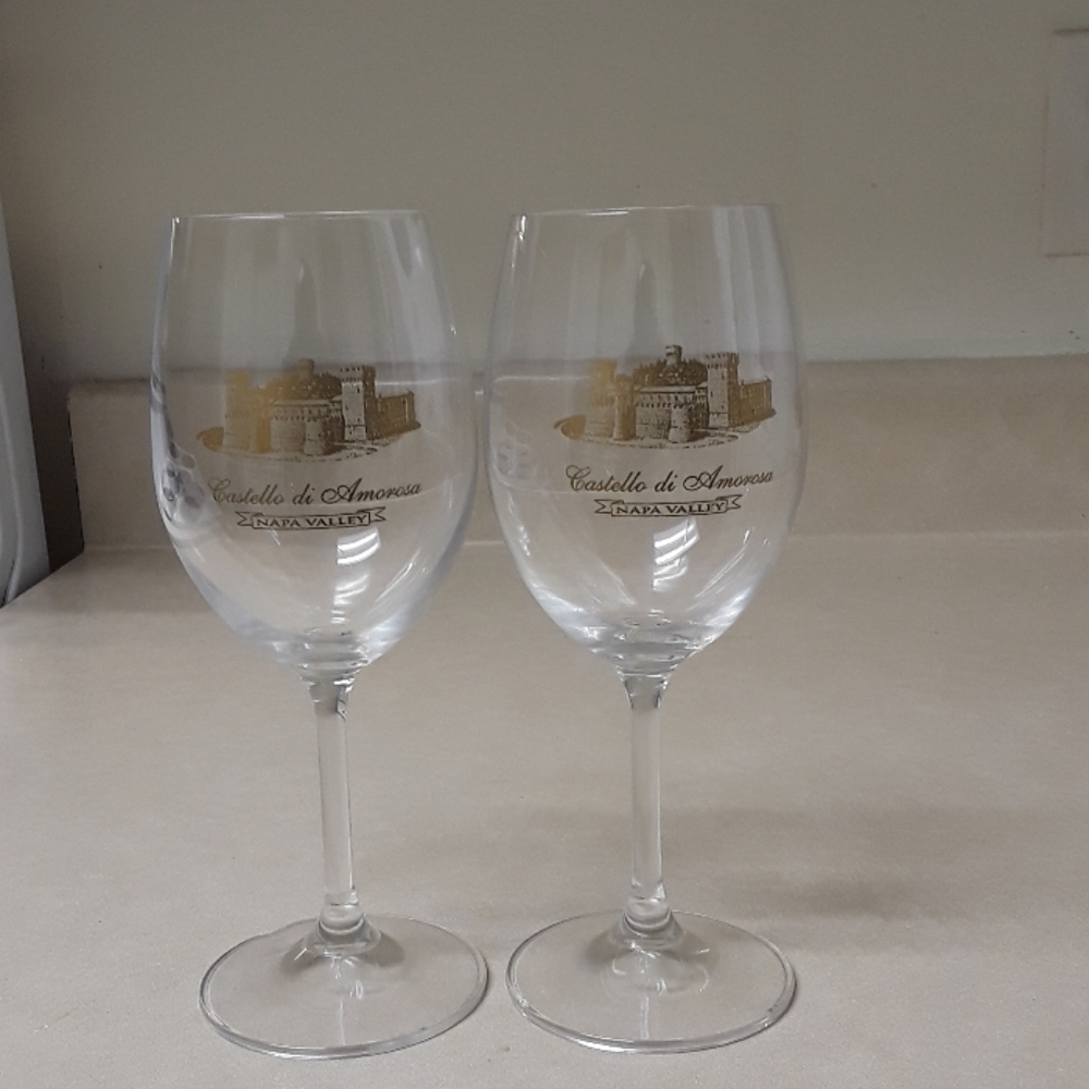 Two Costello Di Amorosa Wine Glasses
